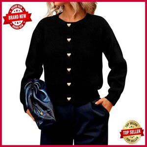 Long Sleeve Cardigan Button Down Chic Work Office Sweater Cute Winter Jacket